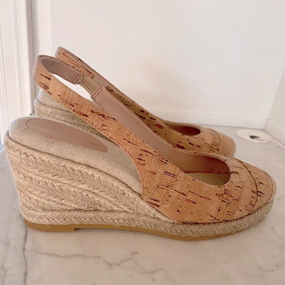 NWOT Cole Haan Cloudfeel Espadrille Wedge Slingback Cork-Natural Linen - Picture 10 of 13